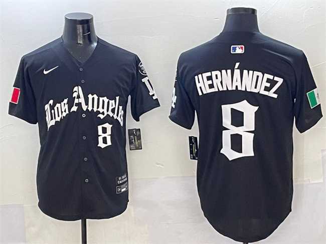 Men%27s Los Angeles Dodgers #8 Enrique Hernandez Black Mexico 2025 LA Gothic Style With Fernando Patch Vapor Premier Limited Stitched Jersey->los angeles dodgers->MLB Jersey
